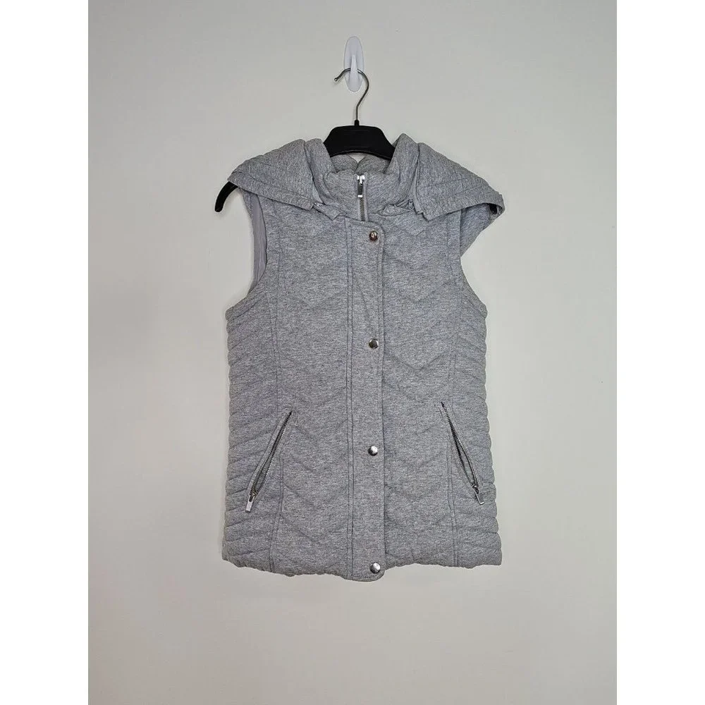 SEED HERITAGE quilted vest women's size 6 removeable hood grey padded puffer - Picture 2 of 11